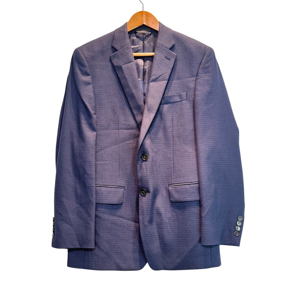 Lauren Ralph Lauren Blazer Jacket Mens 38R Medium Blue Black Houndstooth
